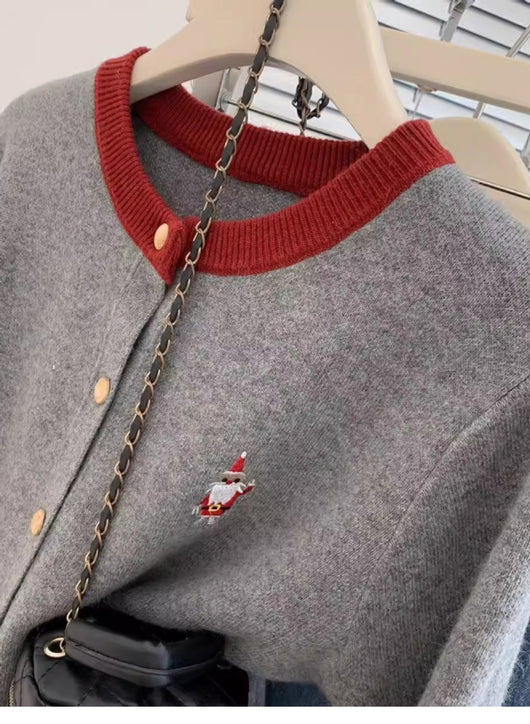Suéter Base Navideño Rojo en Cashmere Tejido para Invierno - Image 11