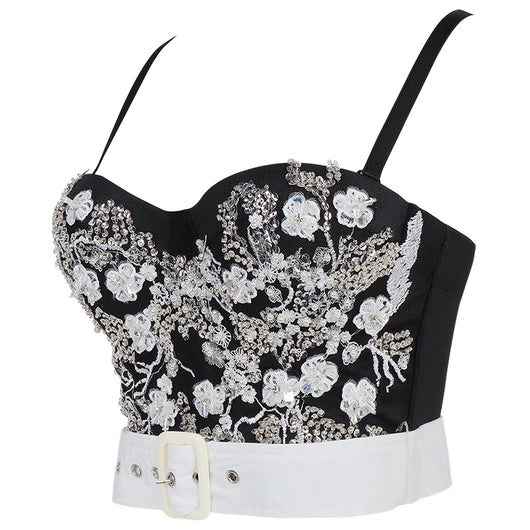 Blusa Camisola de Encaje con Lentejuelas y Bordados Beaded para Mujer - Image 12