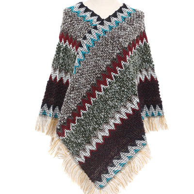 Poncho Étnico Multicolor Cálido para Otoño e Invierno - Image 6