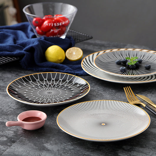 Plato de Desayuno Nórdico 8 Pulgadas - Diseño Geométrico Cerámica Premium - Image 3
