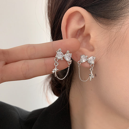 Aretes de Cadena Amor Estilo Hot Girl - Diseño Simple y Elegante