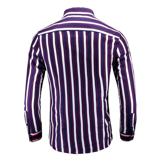 Camisa Manga Larga a Rayas Estilo Coreano para Hombres Jóvenes - Image 4