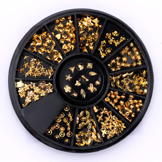 Caja de Diamantes para Manicura con Baño de Oro - 12 Diseños de Formas Fancy - Image 5