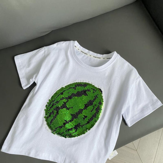 Playera Infantil de Algodón con Sandía Lentejuelas y Efecto Cambio de Color - Image 8