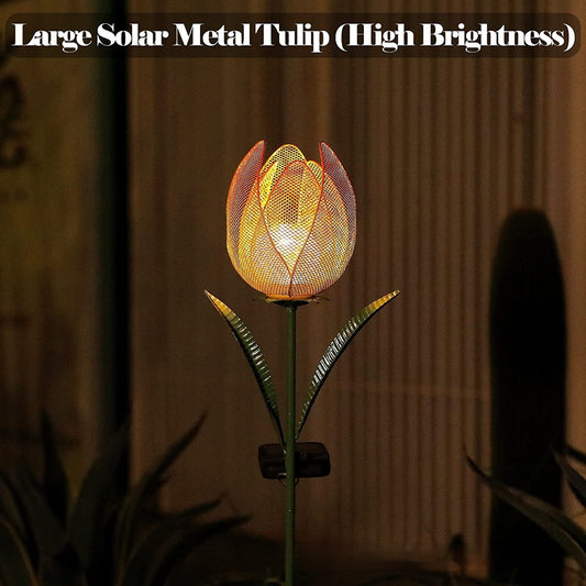 Lámpara Solar Tulipán Decorativa para Jardín - Diseño en Hierro Forjado