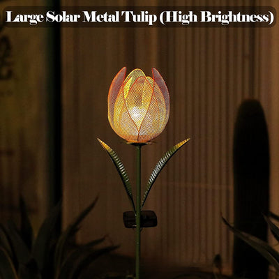 Lámpara Solar Tulipán Decorativa para Jardín - Diseño en Hierro Forjado