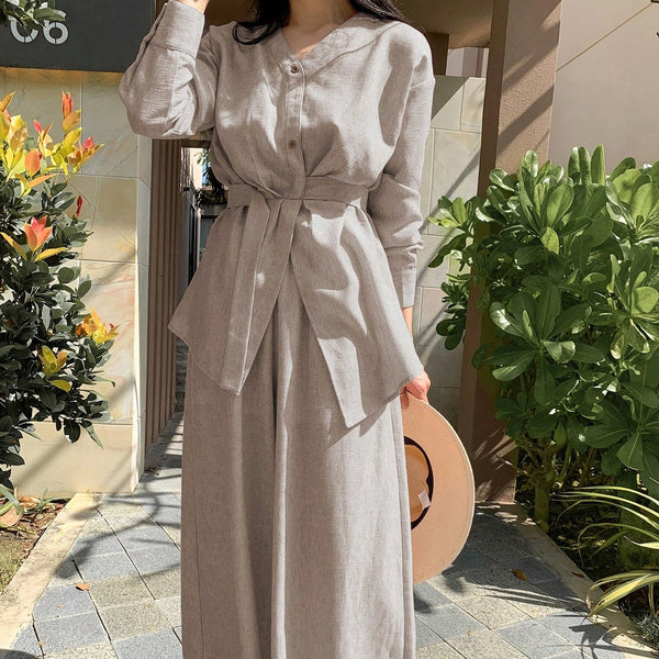 Conjunto Elegante: Blusa y Pantalón de Pierna Ancha