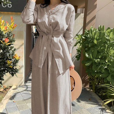 Conjunto Elegante: Blusa y Pantalón de Pierna Ancha