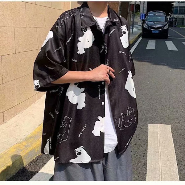 Camisa Floral para Pareja Estilo Hong Kong - Top Japonés Unisex