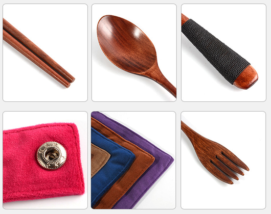 Juego de 4 Cucharas y Palillos de Madera Japonesa para Mesa - Image 17
