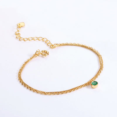 Pulsera de Plata Esterlina con Esmeralda Natural de Dos Capas - Image 12