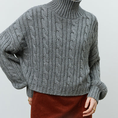 Suéter Cuello Alto Trenzado para Mujer - Otoño e Invierno - Image 8