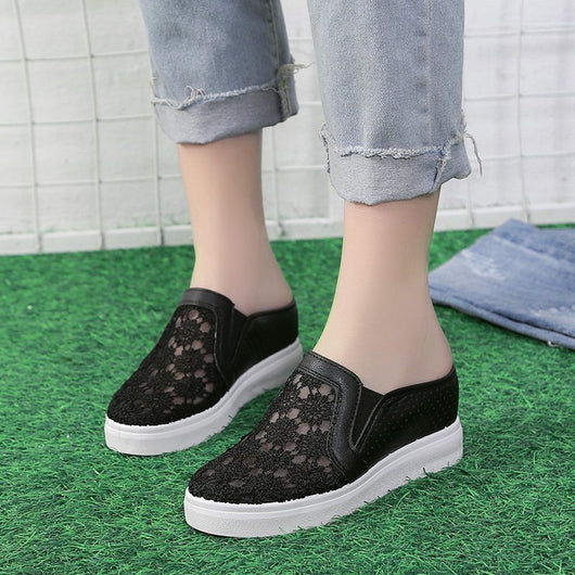Sandalias Tipo Baotou con Suela Gruesa y Cuña de Malla - Image 7