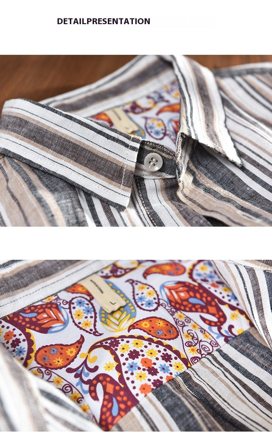 Camisa de Lino a Rayas para Hombre - Perfecta para Primavera y Verano - Image 17