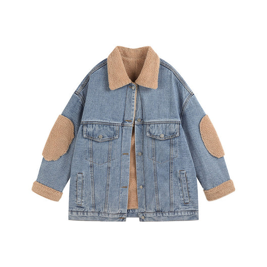 Chaqueta Denim con Forro de Lana de Cordero y Costuras Sueltas - Image 9