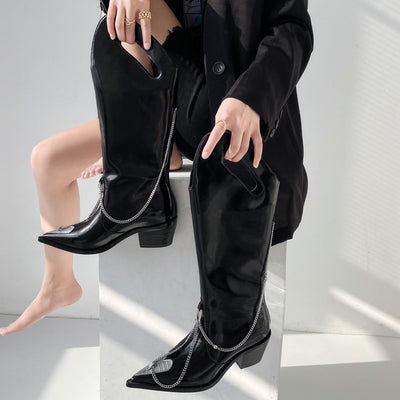 Botas Anchas para Mujer con Cadena Metálica - Image 8