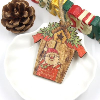 Adorno Navideño de Madera - Casa Creativa con Reno y Papá Noel - Image 9