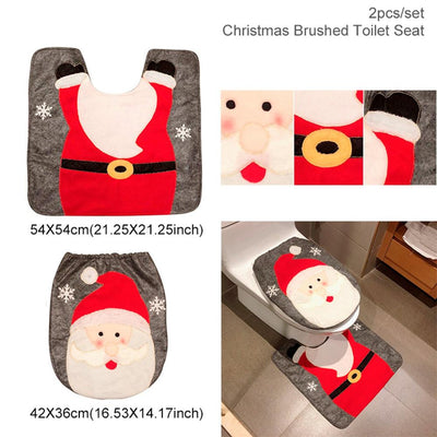 Juego de Decoración Navideña para Baño - Cortina de Ducha y Funda de Inodoro Papá Noel - Image 4