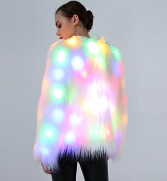 Chaleco de Piel Sintética con LED Arcoíris Brillante para Invierno