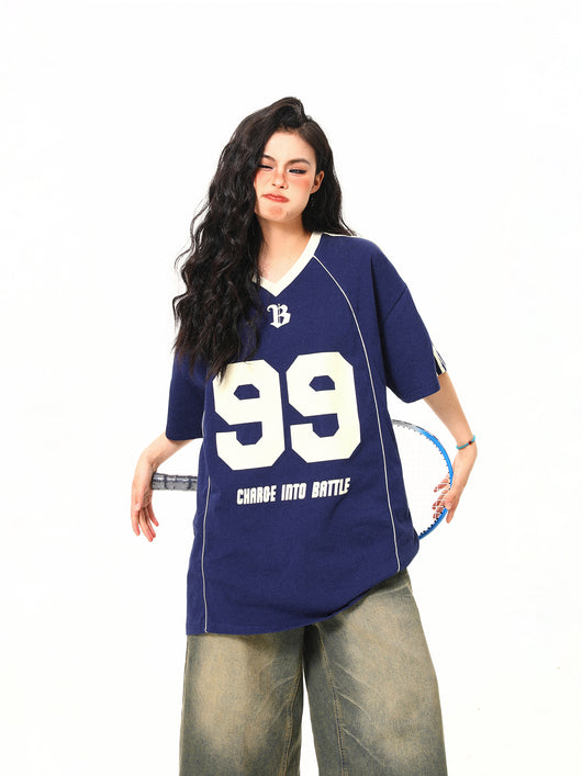 Playera Deportiva Retro Cuello V Manga Corta - Image 5