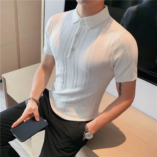 Polo Tejido de Manga Corta para Hombre con Textura y Elasticidad - Image 11