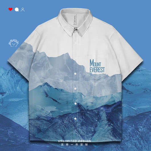 Remera Estampado Montaña Tendencia Manga Corta - Image 6