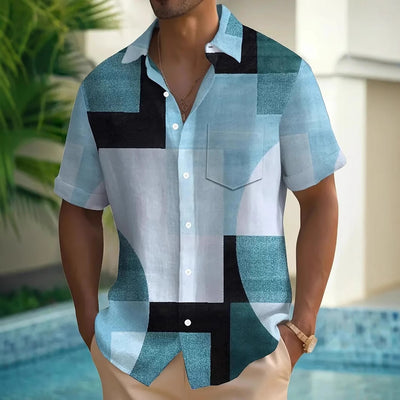 Playera Geométrica Retro con Contraste de Colores en 3D - Image 3