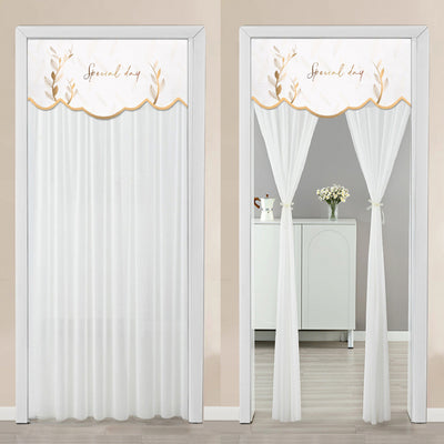 Double-layer blackout doorway curtain with a light blue top featuring a cartoon bear and "LUCK DAY!" text. - Image 9