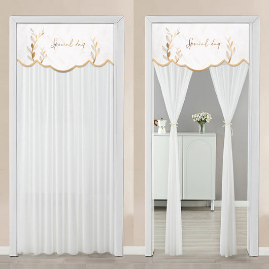 Double-layer blackout doorway curtain with a light blue top featuring a cartoon bear and "LUCK DAY!" text. - Image 9
