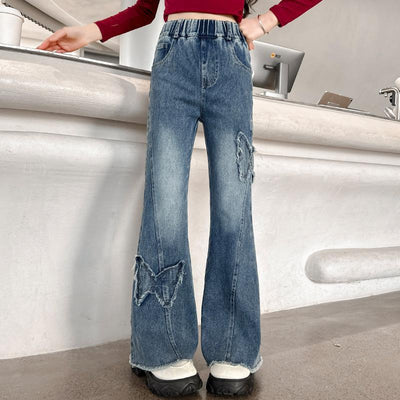 Pantalones Vaqueros Elásticos Casuales Versátiles para Niñas