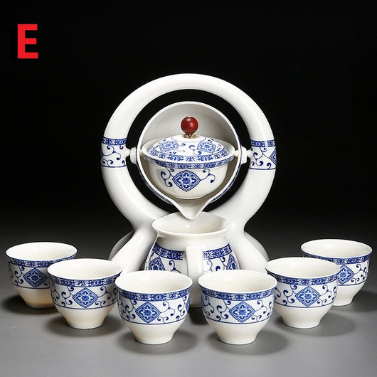 Juego de Tetera y Tazas de Cerámica Azul y Blanco - Image 5