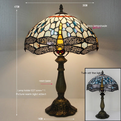 Lámpara de Mesa Libélula Tiffany con Piedra - Retro para Dormitorio y Sala - Image 9