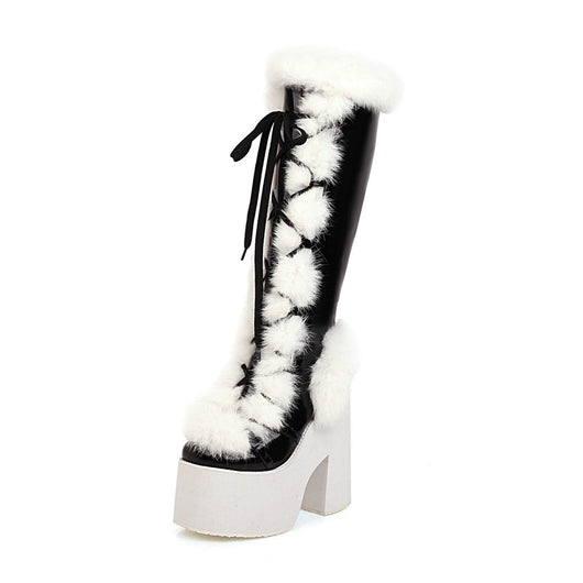 Botas de Nieve Plataforma Gruesa con Pelaje y Tacón Alto - Image 9