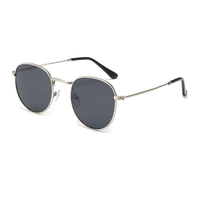 Black metal round frame anti-blue ray glasses with clear lenses, shown at an angle on a white background. - Image 4