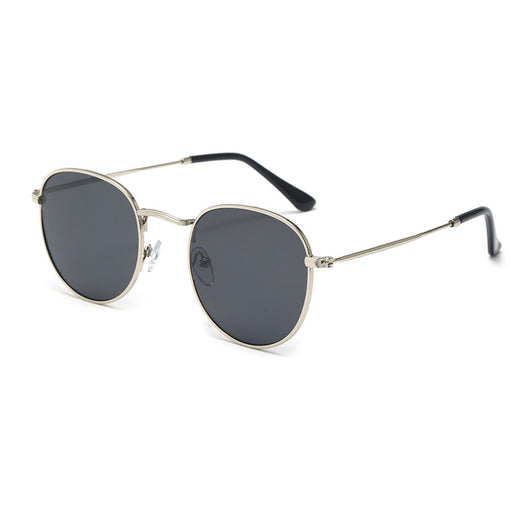 Black metal round frame anti-blue ray glasses with clear lenses, shown at an angle on a white background. - Image 4