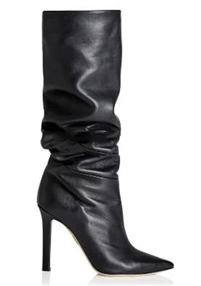 Botas Altas Over The Knee con Tacón Cuña y Punta Afilada - Diseño Textura Lychee - Image 10
