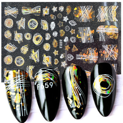 Stickers de Uñas 3D Hojas de Arce, Flamencos y Playa con Detalles Dorados - Image 11