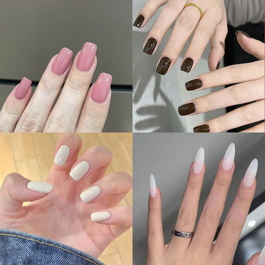 Uñas Postizas Color Puro Diseño Minimalista
