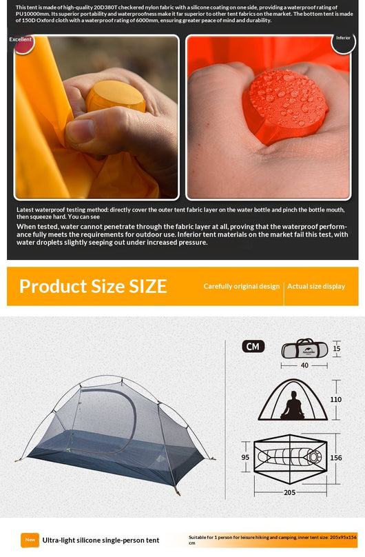 Tienda de Campaña Ultraligera Solo para Senderismo, Ciclismo y Aventuras - Image 9