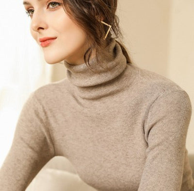 Suéter de Cuello Alto en Cashmere para Mujer Ajustado y Corto - Image 14