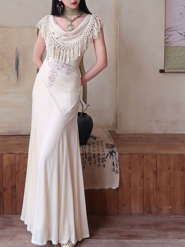 Vestido Bohemio Fishtail con Borlas - Cuello Redondo Ajustado para Verano - Image 5