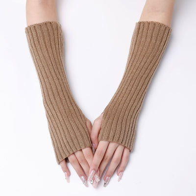 Guantes Largos Rayados de Lana para Otoño e Invierno - Mangas Calentadoras sin Dedos - Image 30