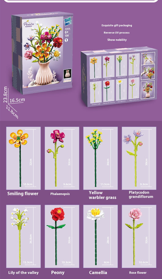 Bloques de Construcción Flores con Piezas Pequeñas - Juguete Educativo Armable - Image 18