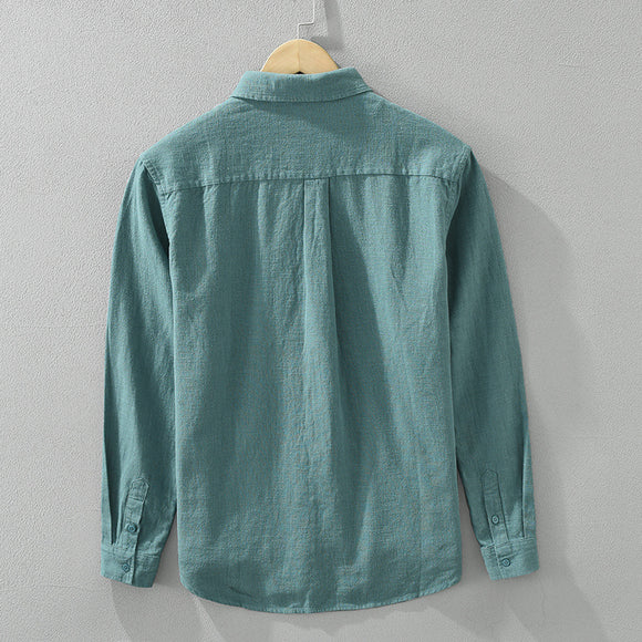 Camisa de Lino Suelta para Hombre - Estilo Casual Artístico de Manga Larga