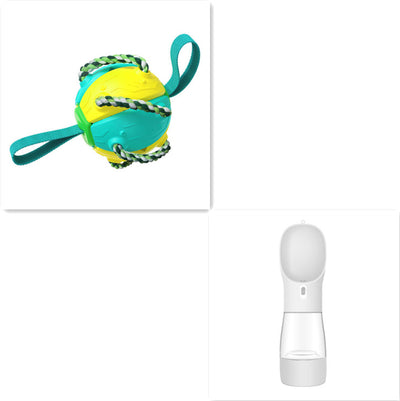 Red and green interactive dog football soccer ball with rope and fabric tabs for training and outdoor play. - Image 18
