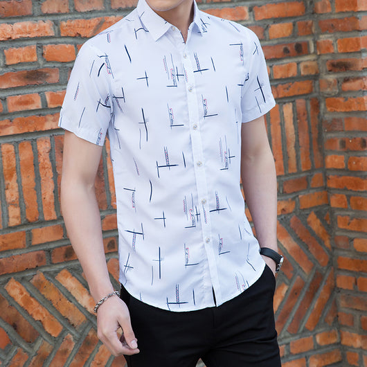 Camisa Estampada de Manga Corta para Hombre Talla Grande - Image 2
