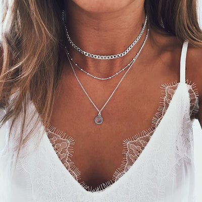 Collar Multicapa con Cristal Polvo y Diamantes - Image 7