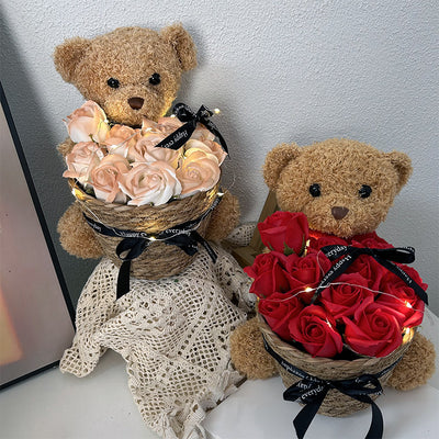 Osito Peluche Viral con Canasta de Rosas - Regalo Perfecto para Mamá - Image 4