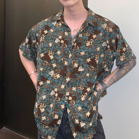 Camisa Suelta de Manga Larga con Solapa para Hombre