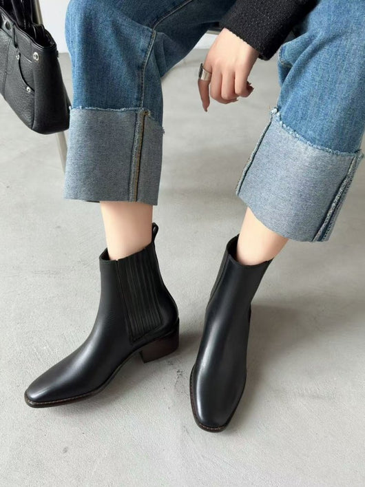 Botas Retro de Tacón Cuadrado y Punta Cuadrada en Cuero Mate para Mujer - Image 21